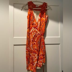 Orange Floral Print Silk Wrap Dress - Trina Turk
